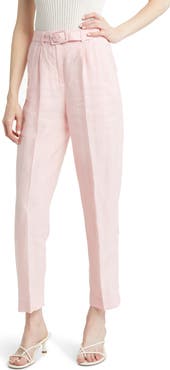 & Other Stories High Waist Pleat Front Linen Ankle Pants