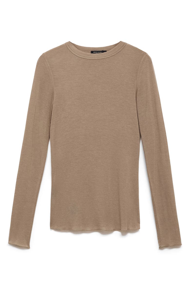 MANGO Lightweight Long Sleeve Top, Alternate, color, Light/ Pastel Brown