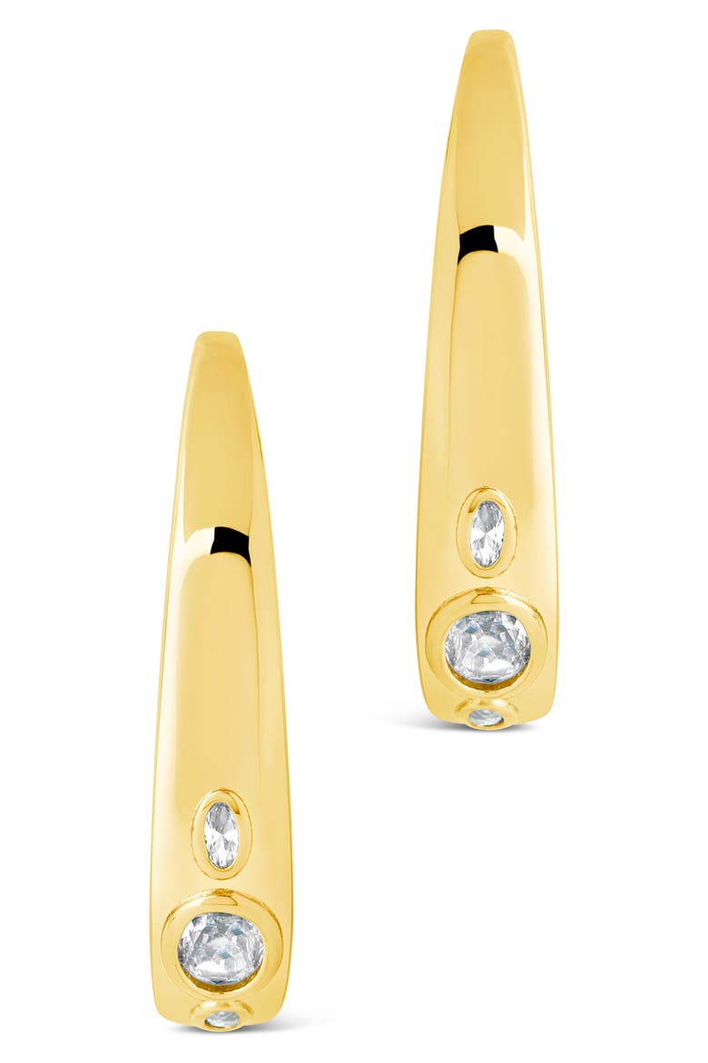 Soren Cubic Zirconia Hoop Earrings, Alternate, color, GOLD