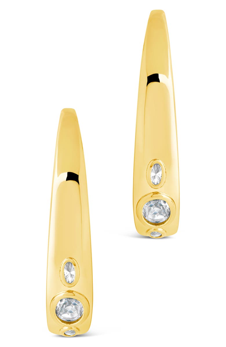 Sterling Forever Soren Cubic Zirconia Hoop Earrings, Alternate, color, Gold