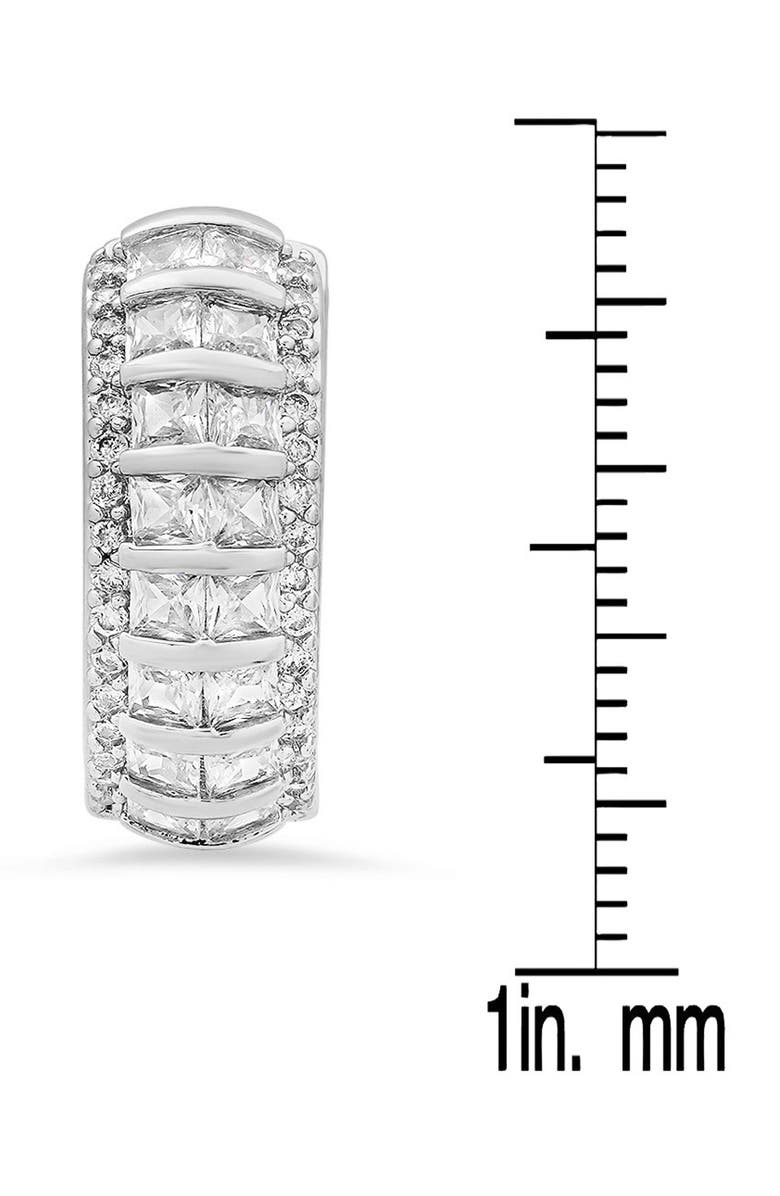 HMY JEWELRY Pavé Huggie Hoop Earrings, Alternate, color, Silver