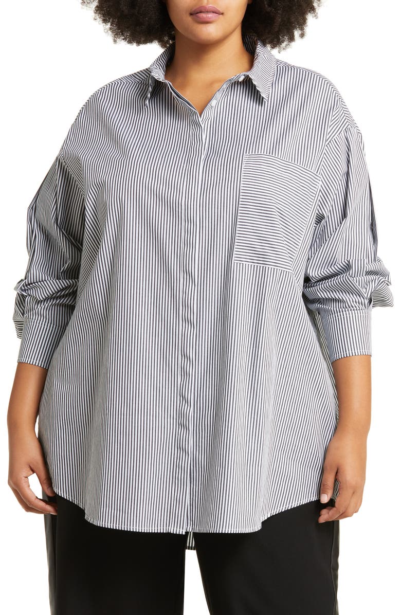 11 Honoré Maeve Oversize Button-Up Poplin Shirt, Main, color, 