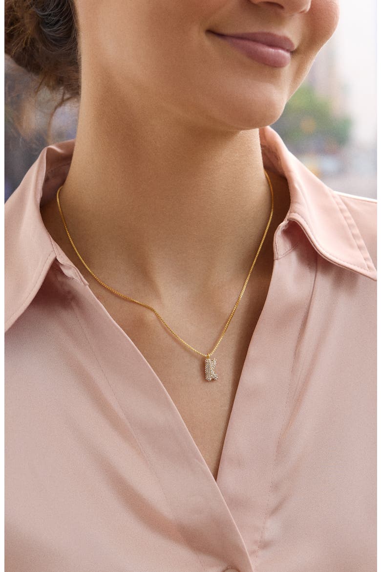Mini Pavé Bubble Initial Necklace, Alternate, color, GOLD K