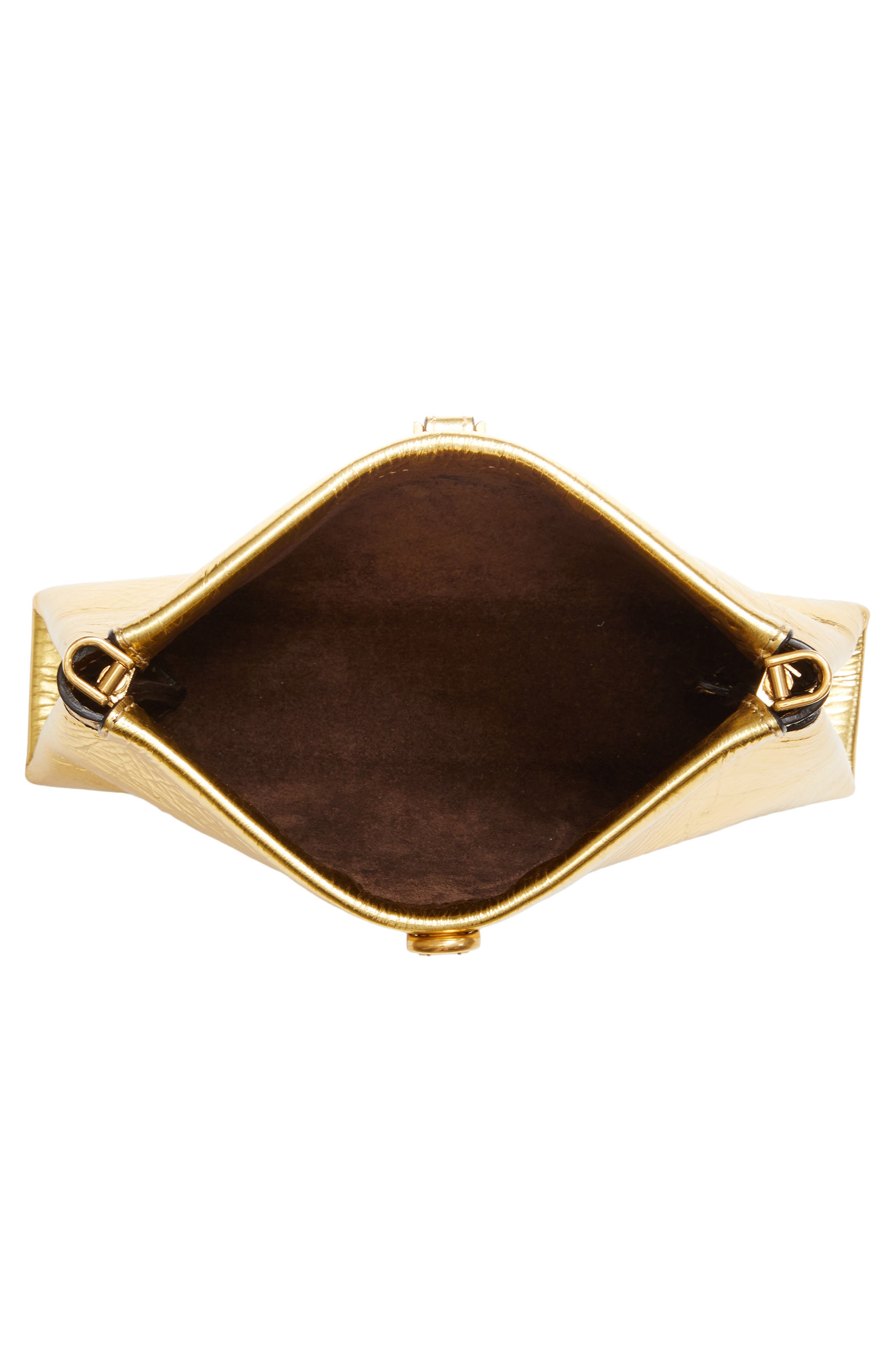Etro Mini Talk Metallic Leather Clutch, Alternate, color, Gold