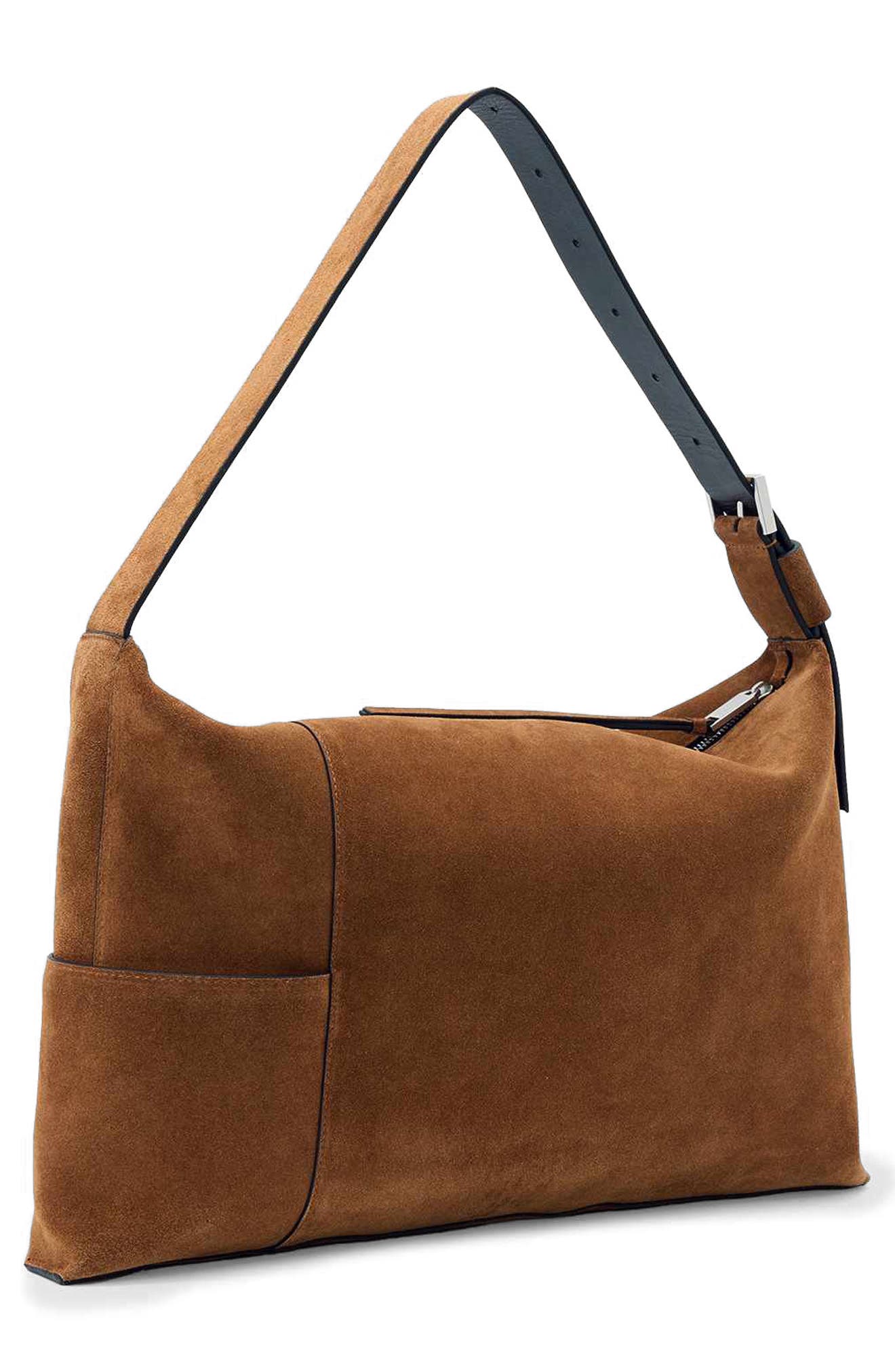 Medium Alba Suede Shoulder Bag, Alternate, color, ARIZONA TAN BROWN