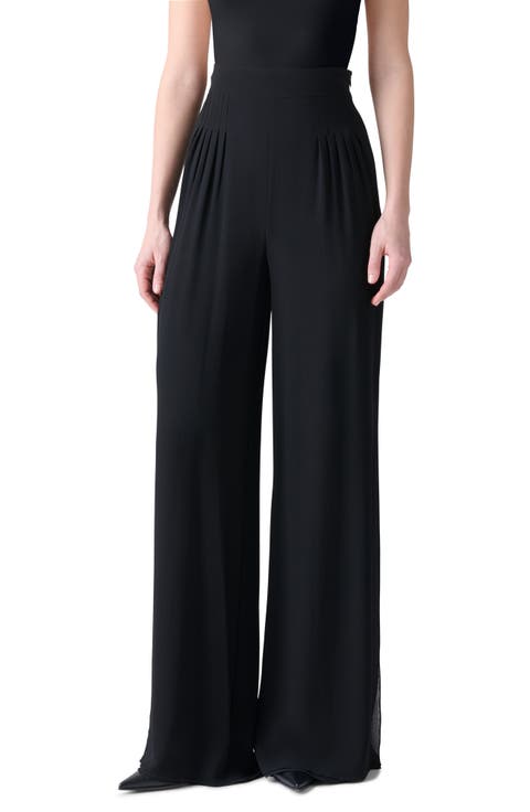 Myriam Pleated High Waist Silk Georgette Wide Leg Pants