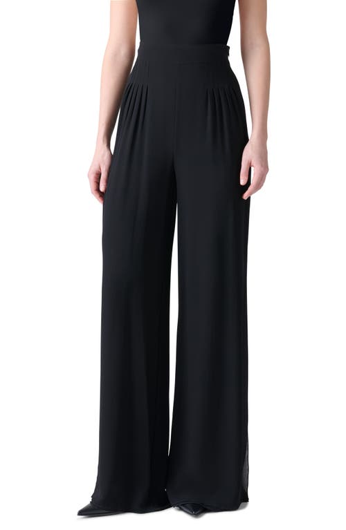 Akris Myriam Pleated High Waist Silk Georgette Wide Leg Pants