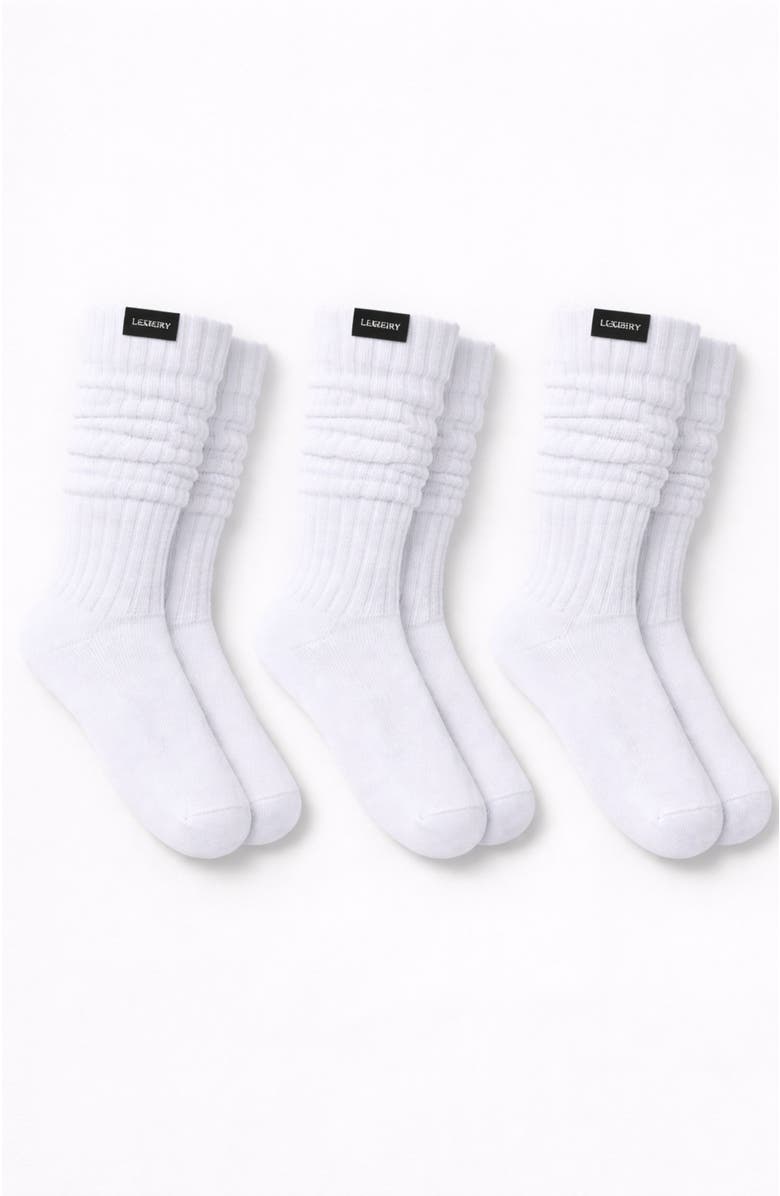 LECHERY<sup>®</sup> 5-Pack Mid-Calf Fashion Boot Scrunch Socks, Alternate, color, White