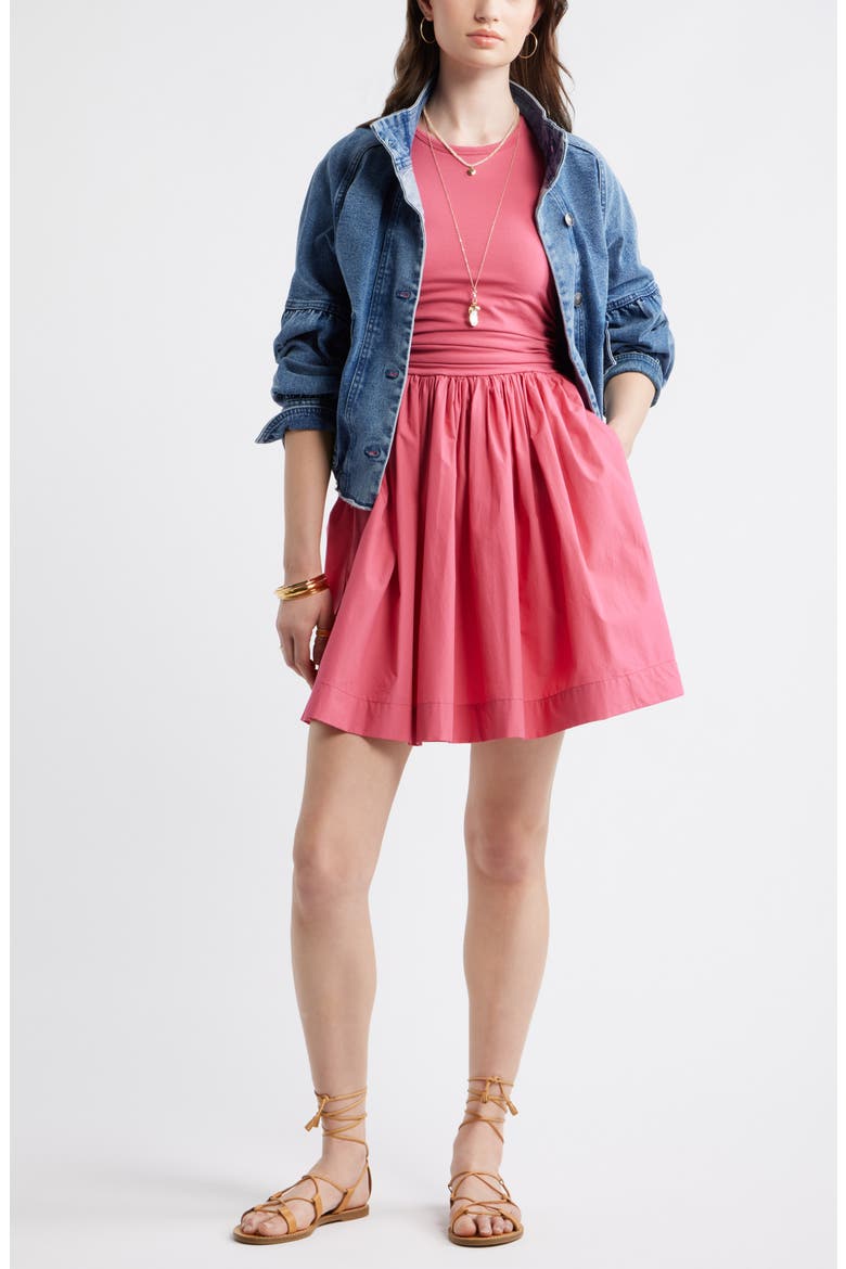 Cinched Knit Fit & Flare Dress, Alternate, color, PINK CARMINE