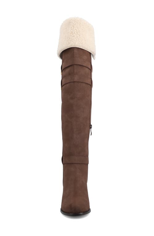 Journee Collection Alyza Faux Shearling Over-the-knee Boot In Brown