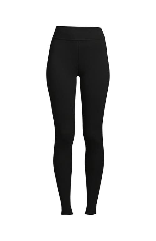 Lands' End High Rise Serious Sweats Fleece Lined Pocket Leggings In Black