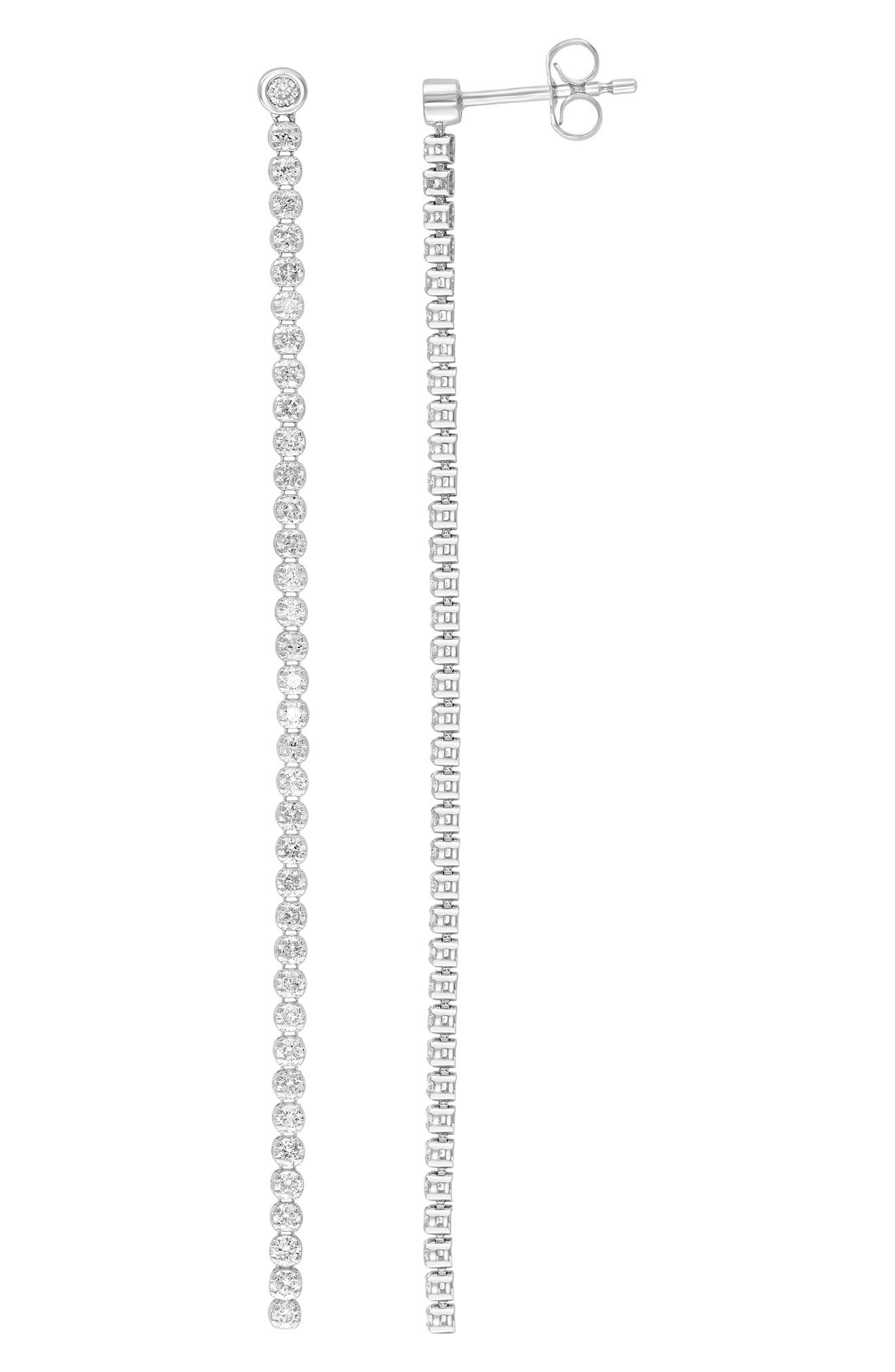 EFFY Sterling Silver Lab Grown Diamond Linear Drop Earrings