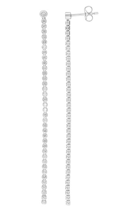 Sterling Silver Lab Grown Diamond Linear Drop Earrings