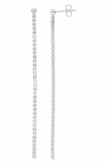 Sterling Silver Lab Grown Diamond Linear Drop Earrings