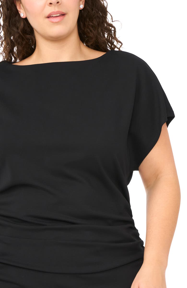 Halogen<sup>®</sup> Shirred Dolman Short Sleeve Ponte Top, Alternate, color, Rich Black 060