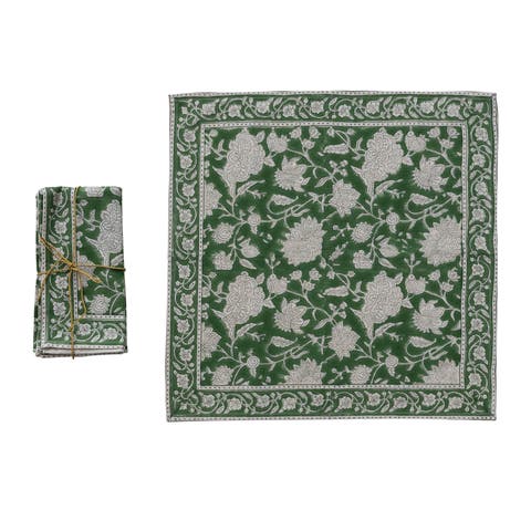 Petals Block Print Cotton Napkins, Set of 4
