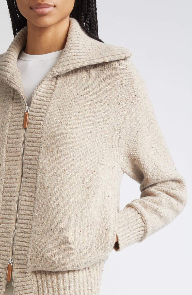 Lafayette 148 New York Rib Split Collar Zip Front Cardigan, Alternate, color, 