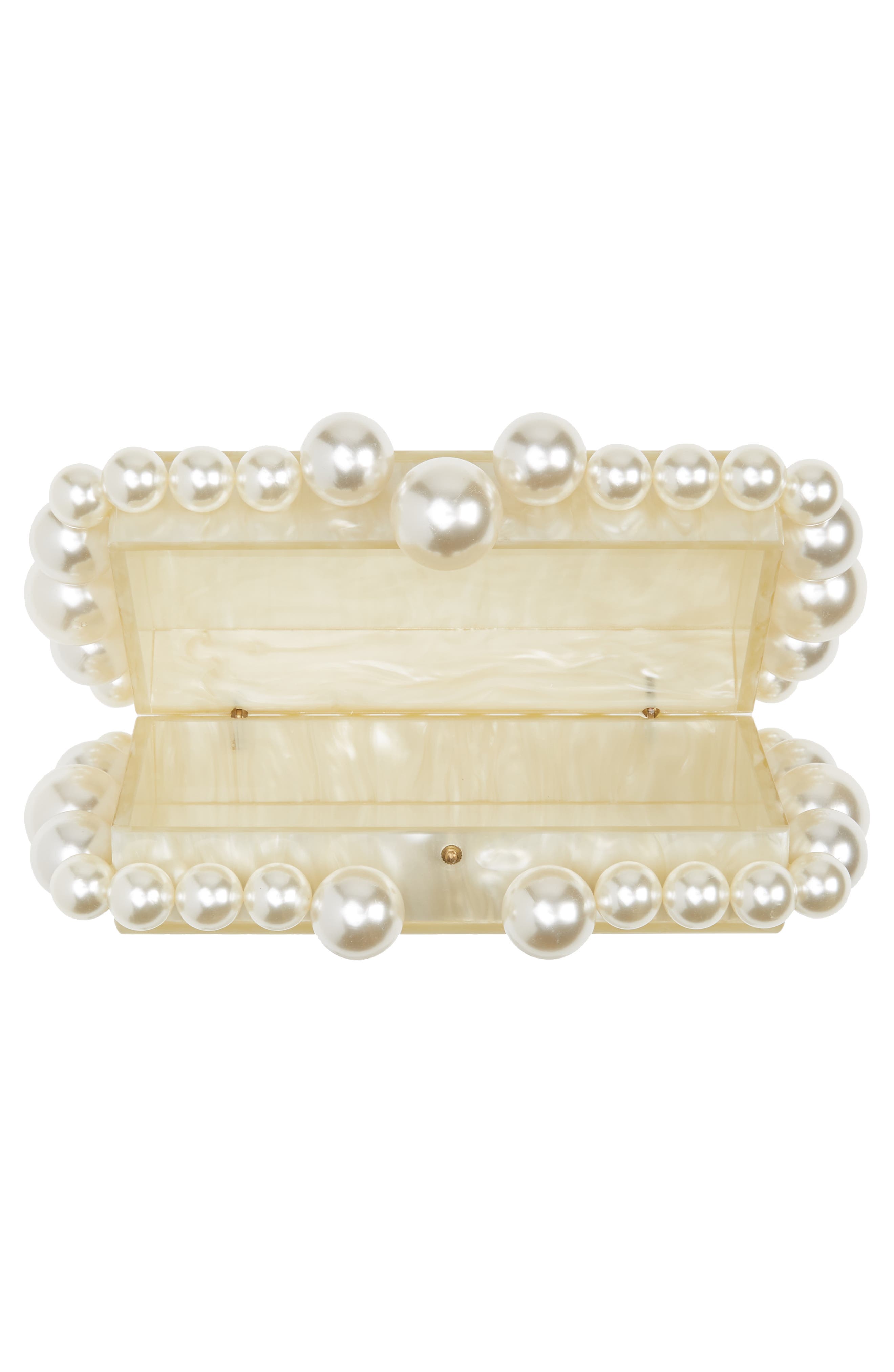 Cult Gaia Eos Beaded Acrylic Box Clutch, Alternate, color, Ivory