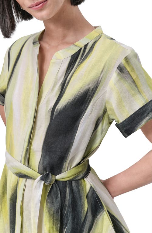 DKNY DKNY PRINT TIE WAIST LINEN MIDI DRESS 