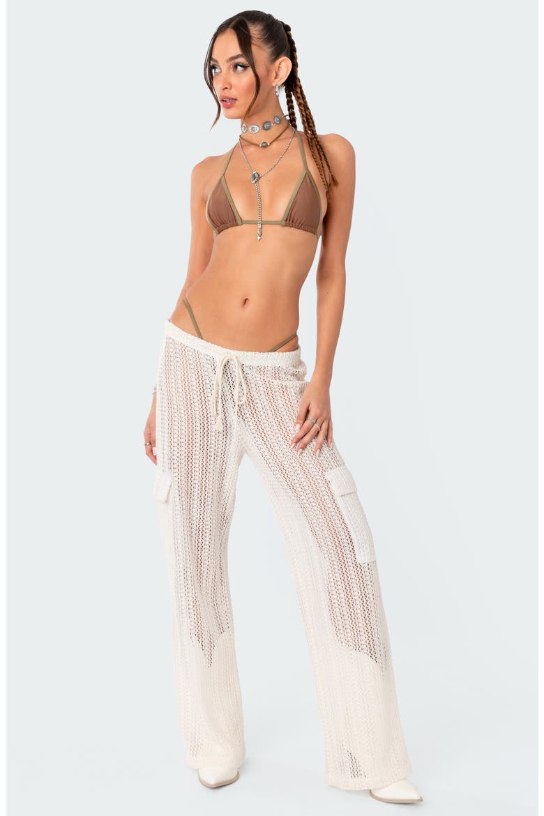 Ines Sheer Lace Cover-Up Cargo Pants, Alternate, color, CREAM