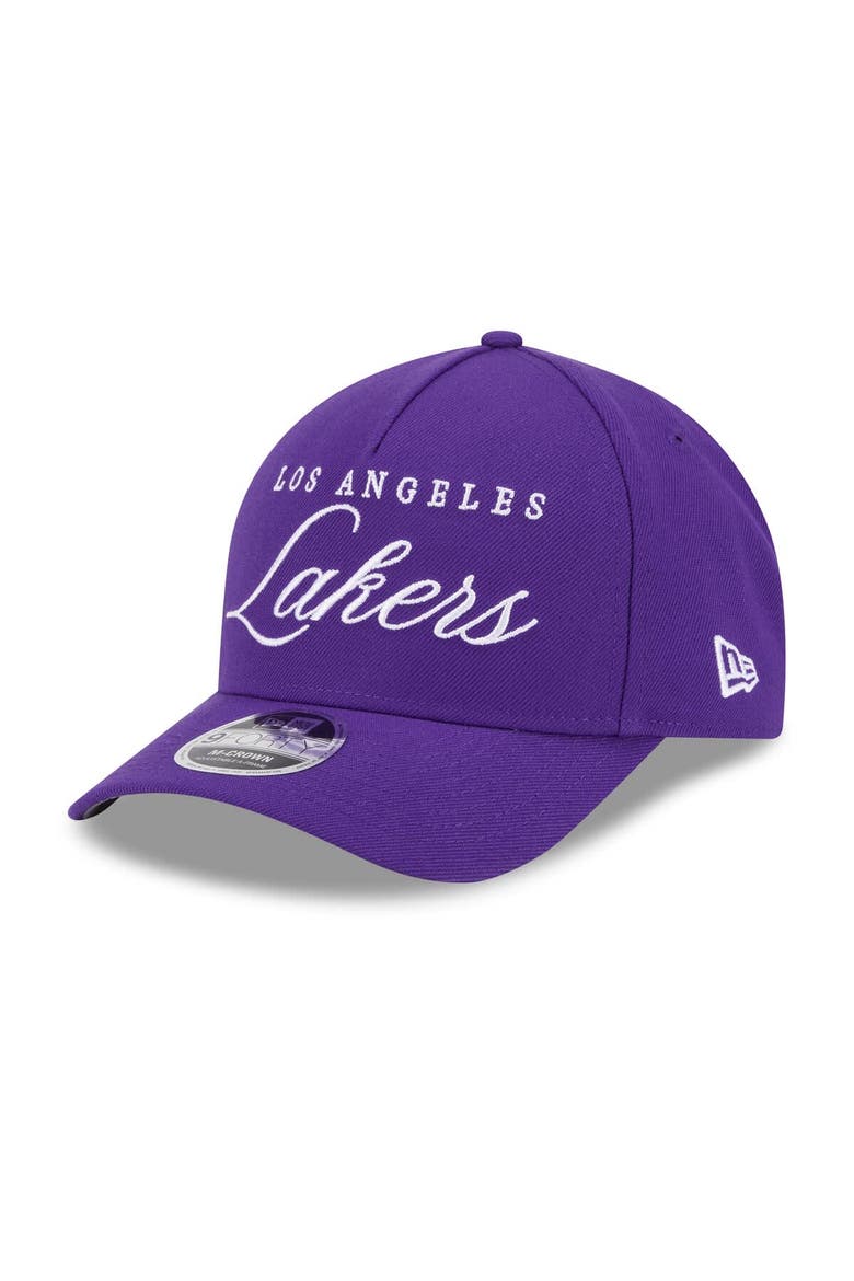 Men's New Era Purple Los Angeles Lakers 2025 NBA Draft M-Crown A-Frame 9FORTY Adjustable Hat, Alternate, color, Purple