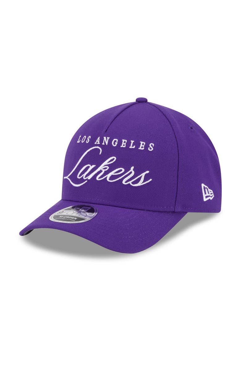 New Era Men's New Era Purple Los Angeles Lakers 2025 NBA Draft M-Crown A-Frame 9FORTY Adjustable Hat, Alternate, color, Purple