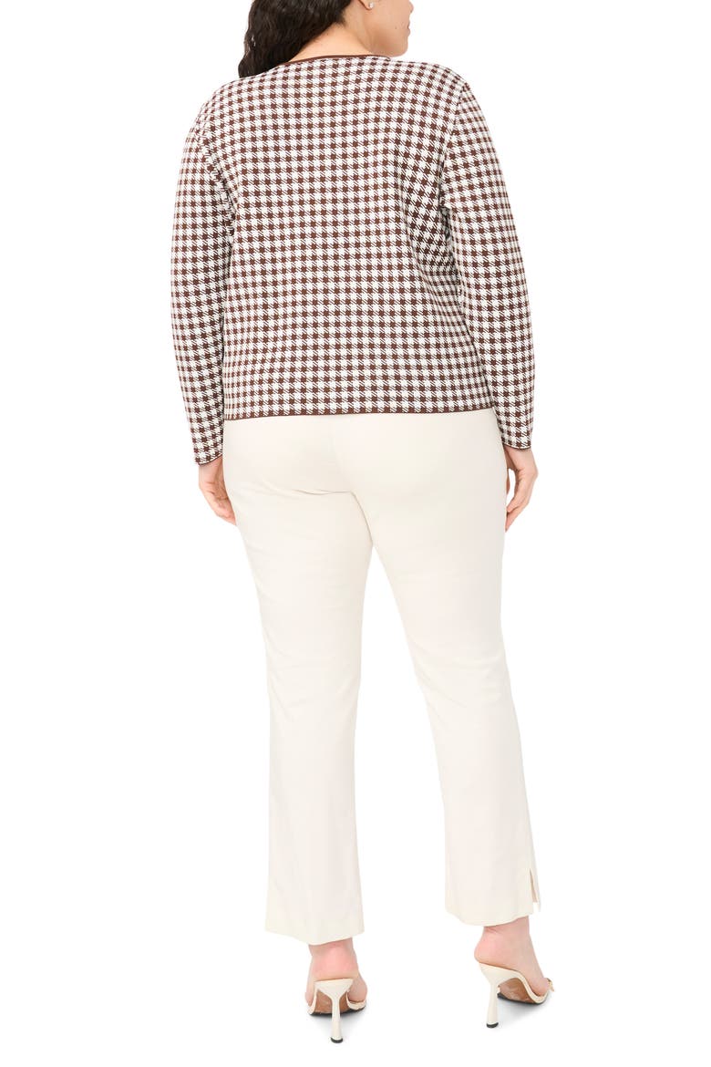 Gingham Crewneck Cardigan, Alternate, color, CHOCOLATE FUDGE