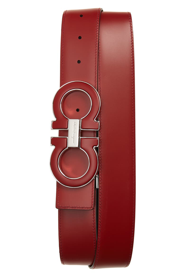Savatore Ferragmao Paloma Gancini Reversible Leather Belt, Alternate, color, NERO ROSSO FERRAGAMO