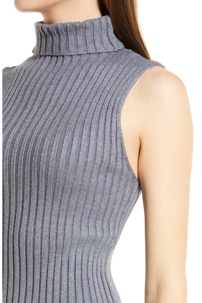 Ribbed Mock Neck Sleeveless Dress, Alternate, color, H GREY