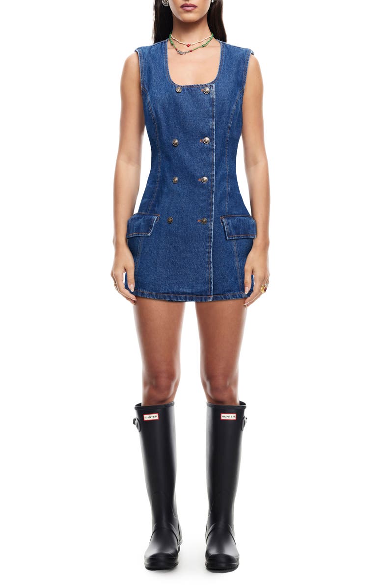 LIONESS L'Esprit Double Breasted Denim Minidress, Main, color, Indigo