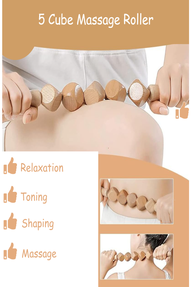 6-Piece Wooden Massage Tool Kit - Natural Wood Therapy Set for Body Sculpting & Relaxation, Alternate, color, Wood
