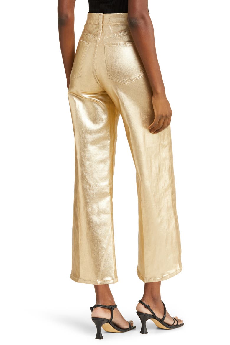 Mia Metallic High Waist Wide Leg Pants, Alternate, color, GOLD FOIL