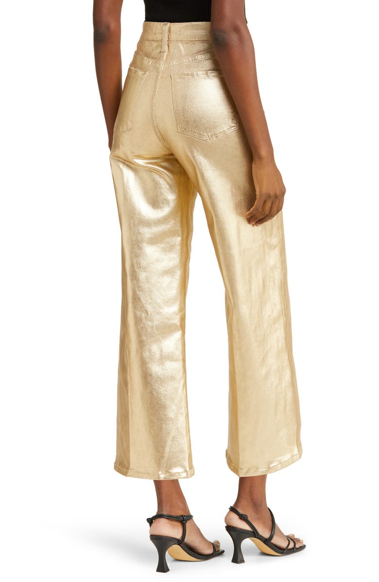 Joe's Mia Metallic High Waist Wide Leg Pants, Alternate, color, Gold Foil