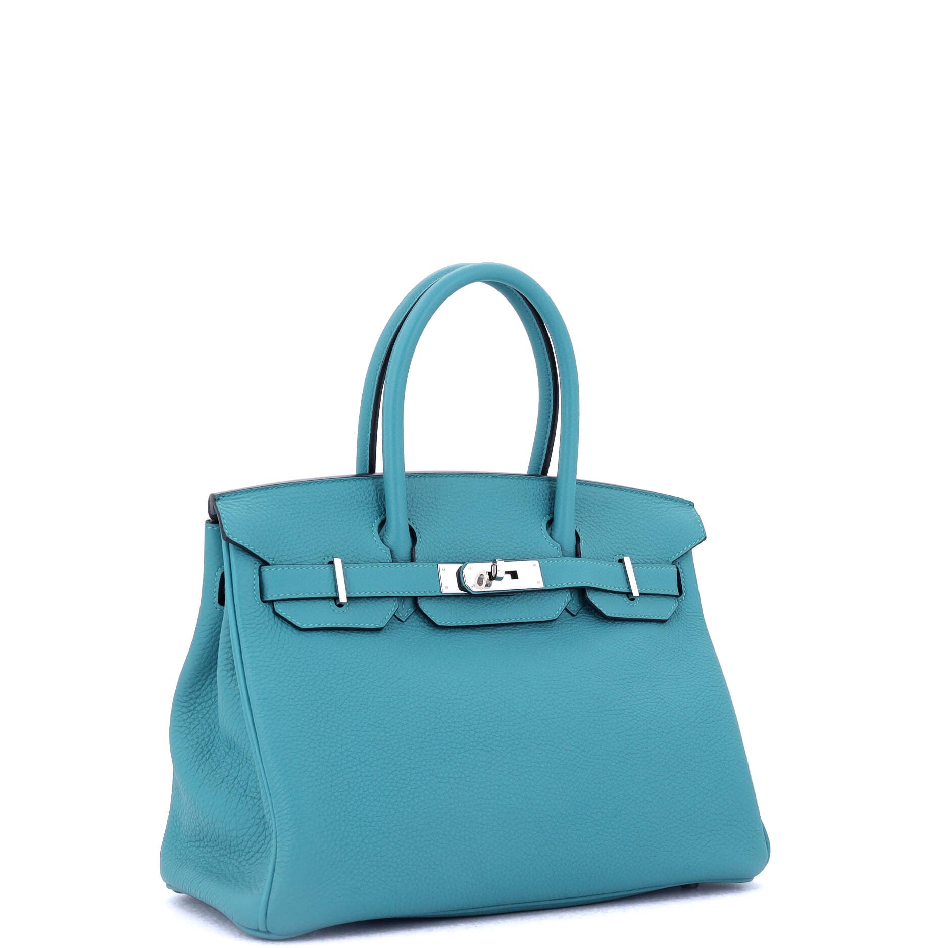 Pre-Owned Hermes Birkin Handbag Blue Togo with Palladium Hardware 30, Alternate, color, Turquoise