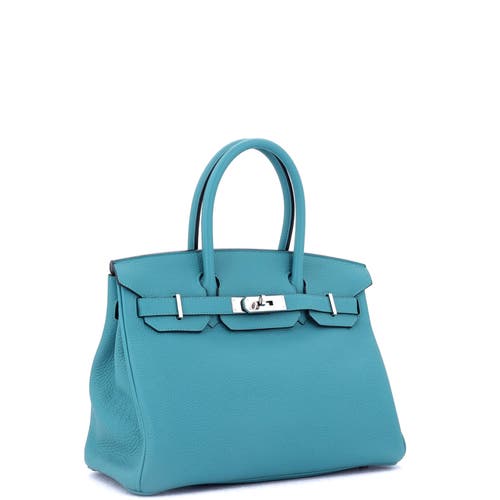 Pre-owned Hermes Hermes Birkin Handbag Blue Togo With Palladium Hardware 30 In Blue