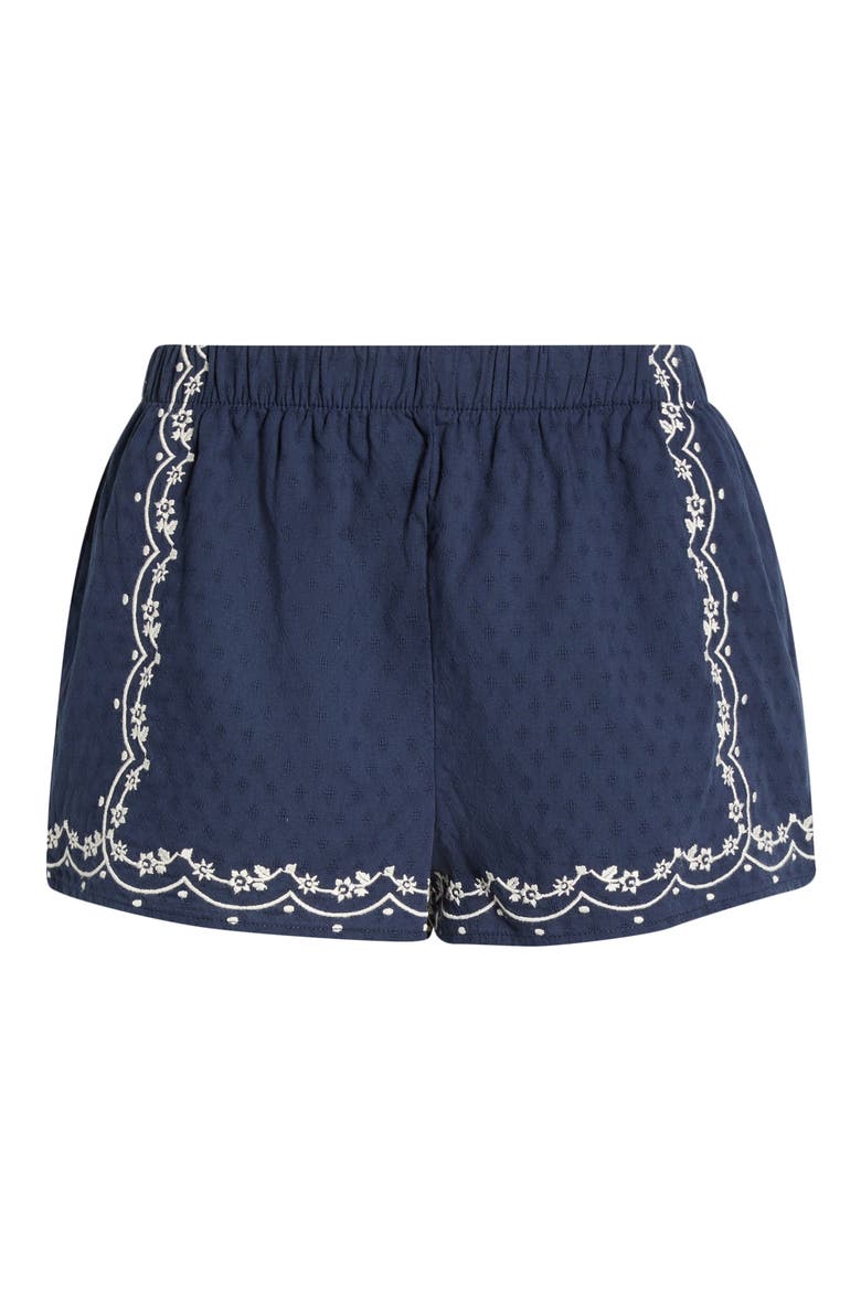 Embroidered Textured Cotton Shorts, Alternate, color, NAVY