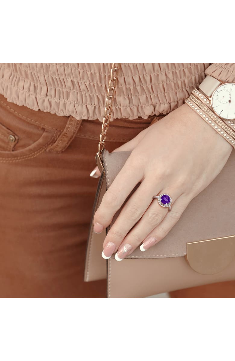 Julianna B. Amethyst Halo Link Ring Sterling Silver, Alternate, color, Amethyst