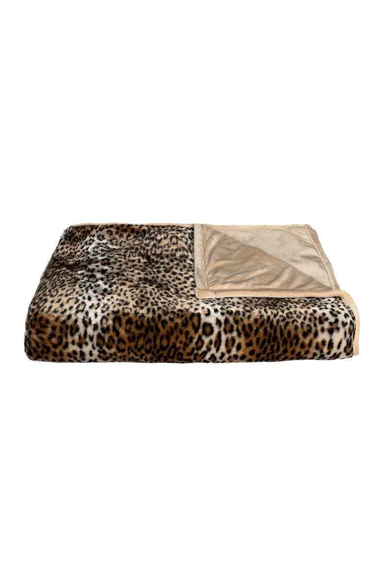 LUXE Faux Fur Throw - Leopard, Alternate, color,