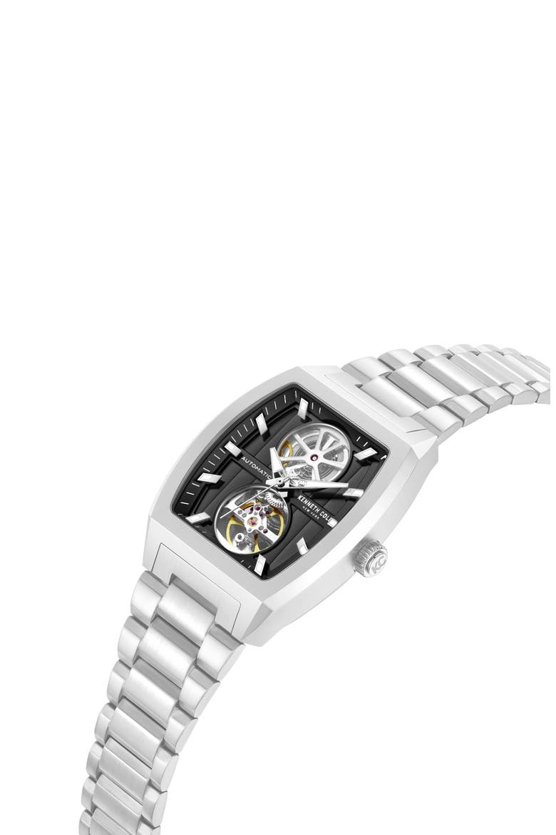 The Milford Tonneau Open Heart Automatic Bracelet Watch, 40mm x 52.5mm, Alternate, color, SILVER