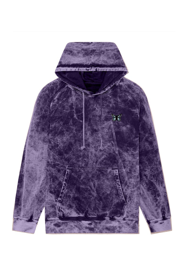 Butterfly Womens Mineral Washed Hoodie, Main, color, Purple