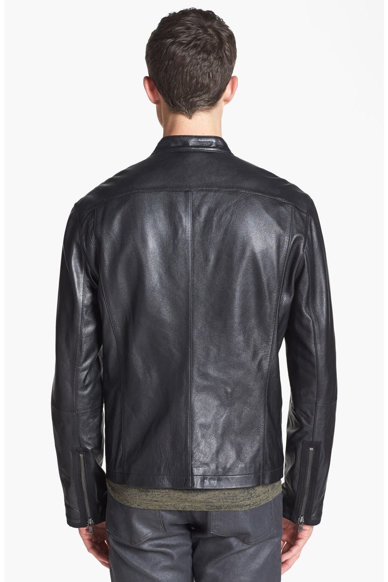 Leather Moto Jacket, Alternate, color, BLACK