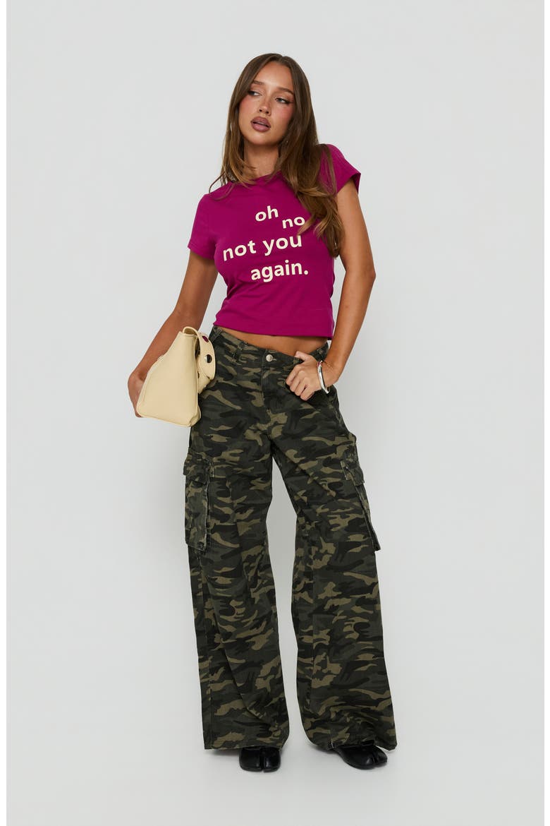 Hudsen Camouflage Low Rise Baggy Wide Leg Cargo Pants, Alternate, color, CAMO