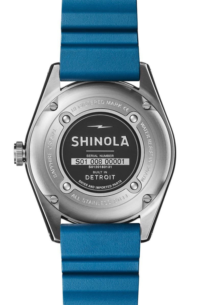 Shinola Duck Rubber Strap Watch, 42mm, Alternate, color,
