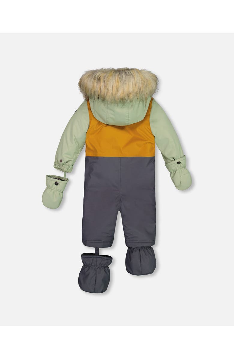 Deux par Deux Baby Boy's One Piece Baby Snowsuit Sage, Brown And Dark Grey, Alternate, color,