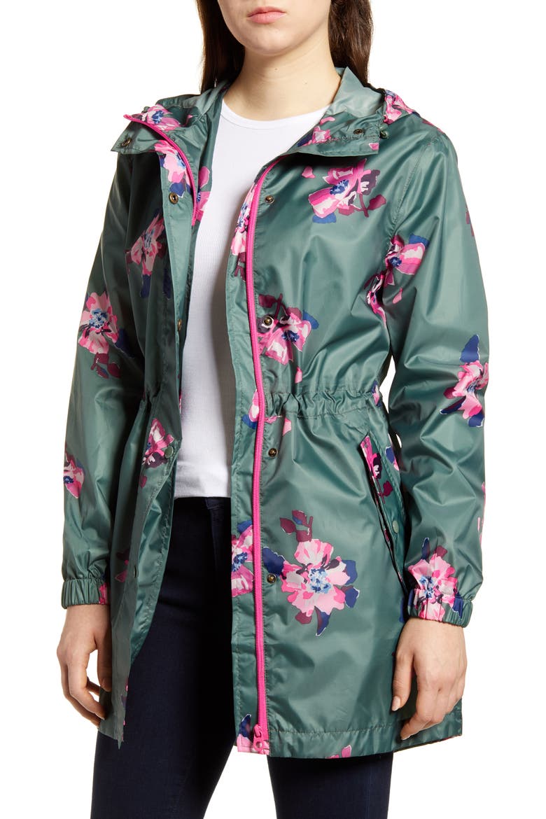Packable Waterproof Rain Jacket, Main, color, GRNSPFLORL