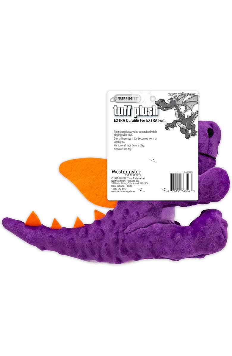 Ruffin' It Tuff Plush Dragon Dog Toy, Alternate, color, Multicolored