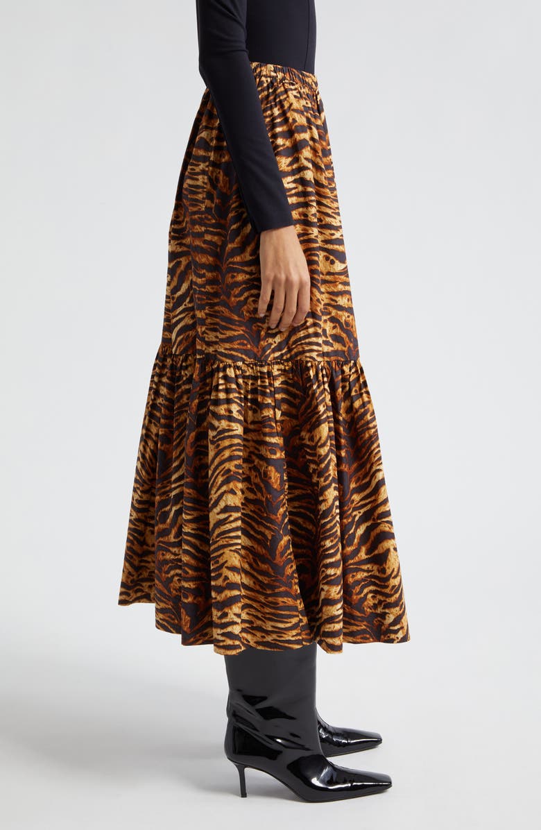 Ganni Tiered Organic Cotton Maxi Skirt, Alternate, color,