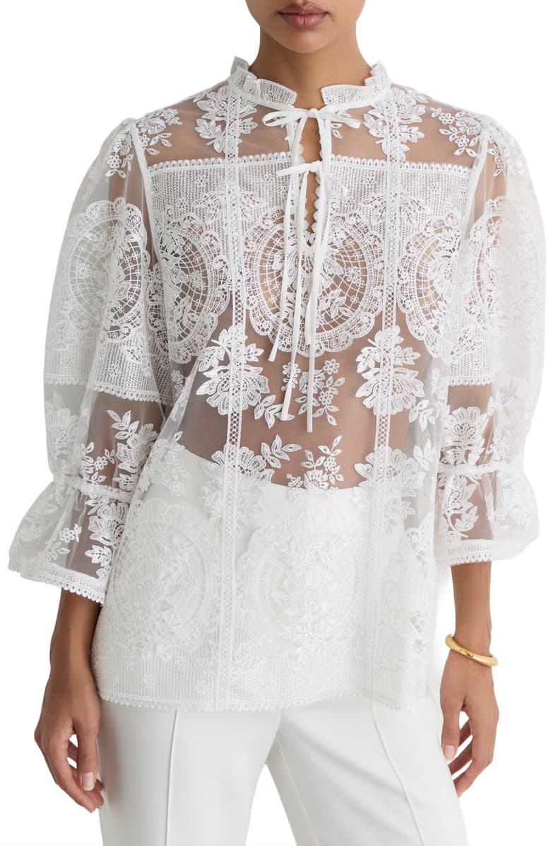 Reiss Demi Lace Top, Main, color, Ivory