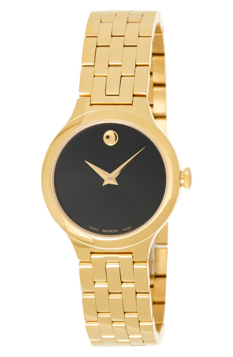 Movado Veturi Museum Dot Bracelet Watch, 32mm, Main, color, Gold/ Black