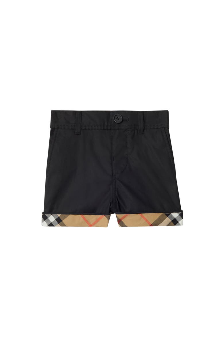 Burberry Check Turn-up Cotton Shorts, Main, color, Black
